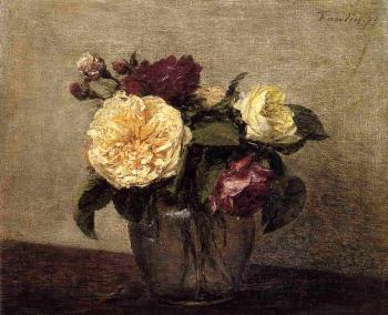 Henri Fantin-Latour : Yellow and Red Roses